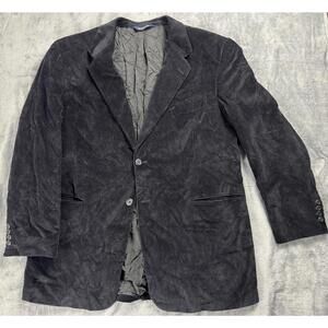 Stafford Men Black Corduroy Classic Fit  Lapel Notch 2 Button Blazer Coat 44R